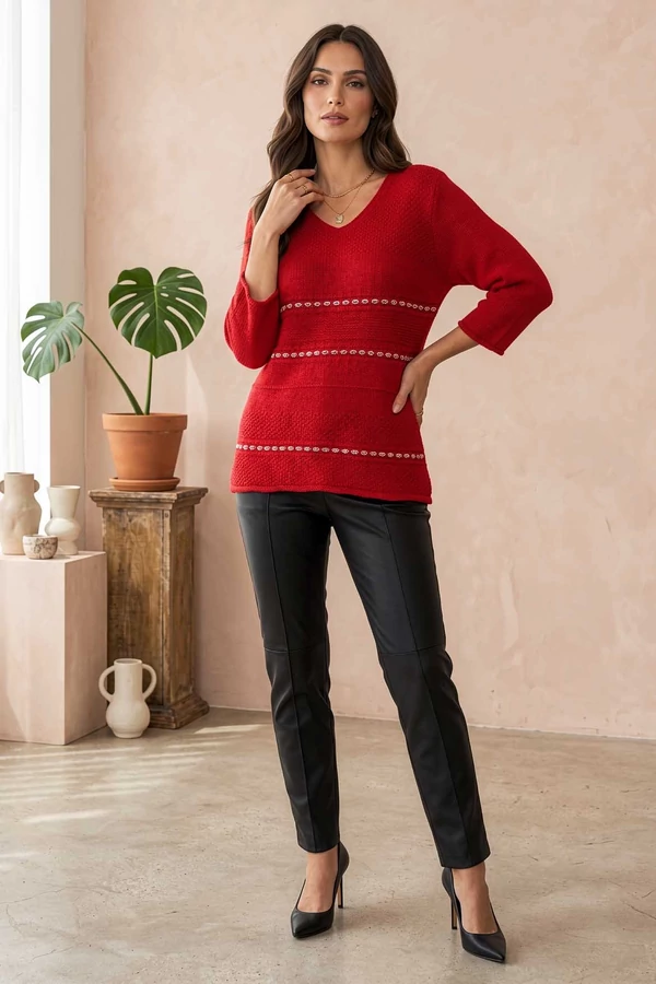 Dia piros kötött pulóver