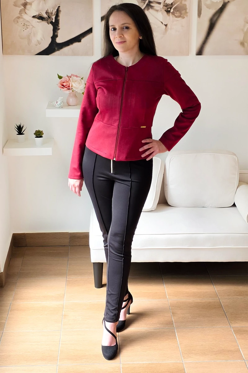 Nara bordó velúr kabát