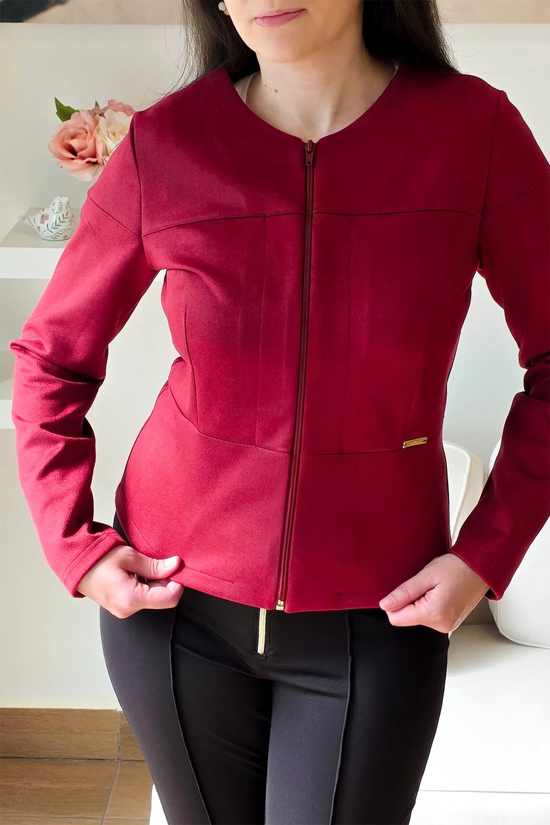 Nara bordó velúr kabát