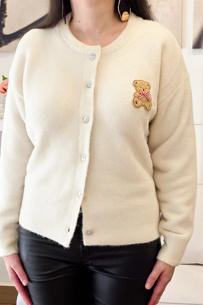 Beary fehér macis kardigán