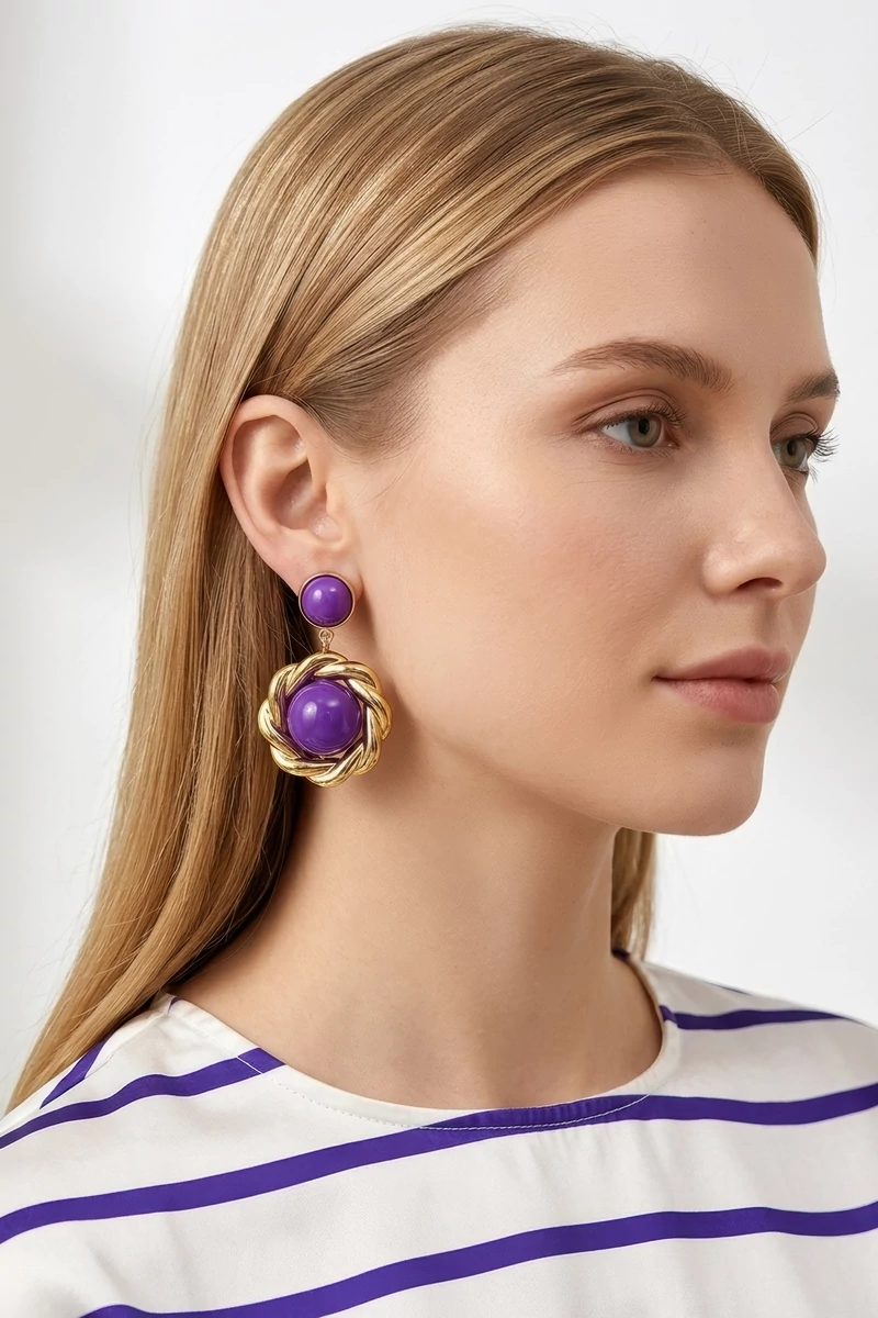 Afra lila fülbevaló